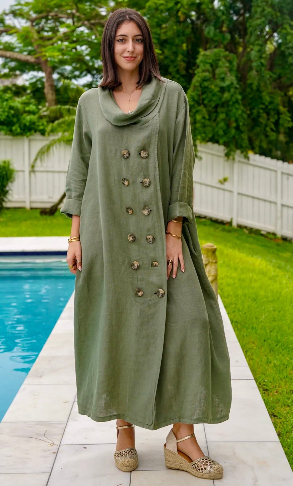Segovia Linen Dress 12 Buttons