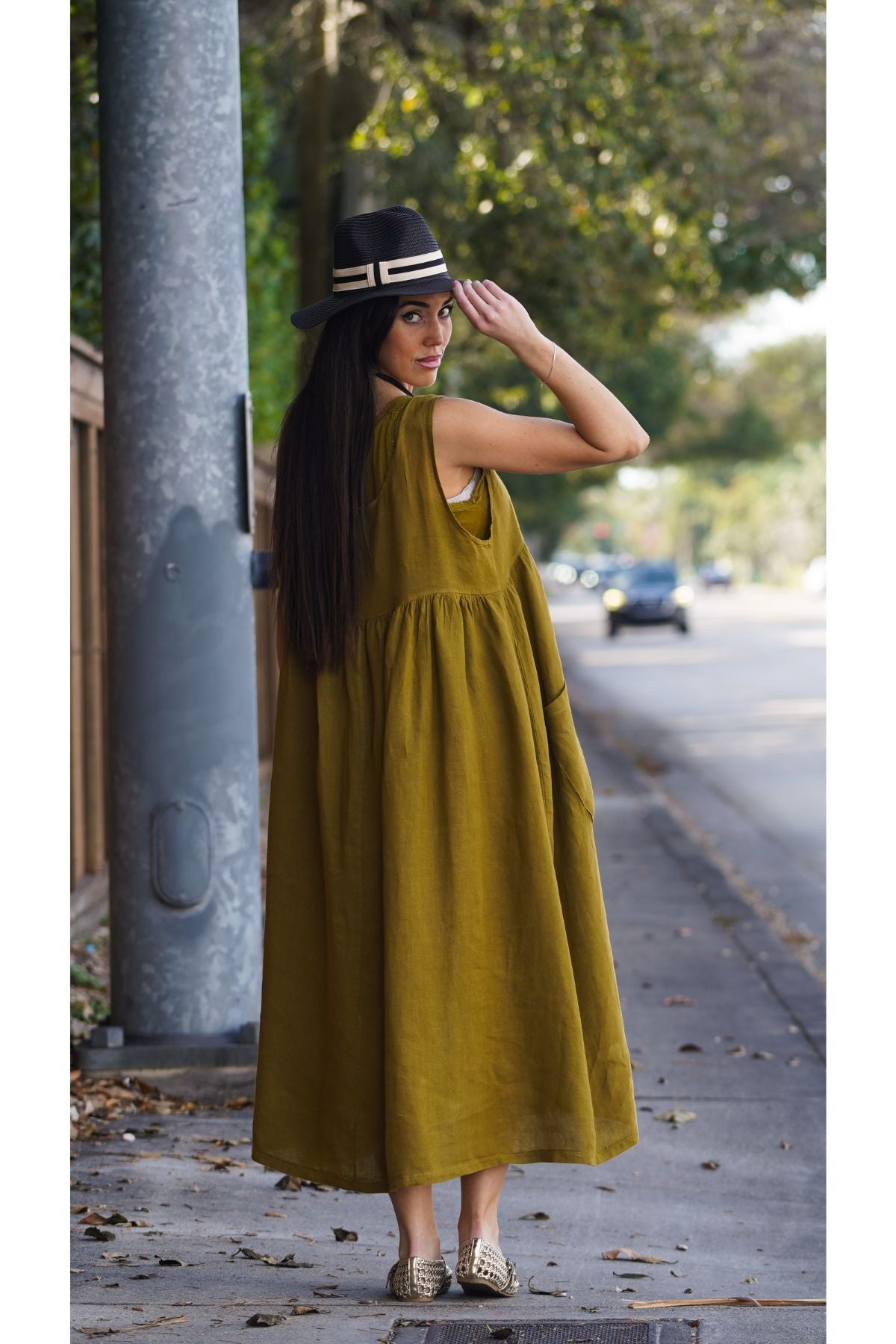 Vestido Beach Lino Laurel