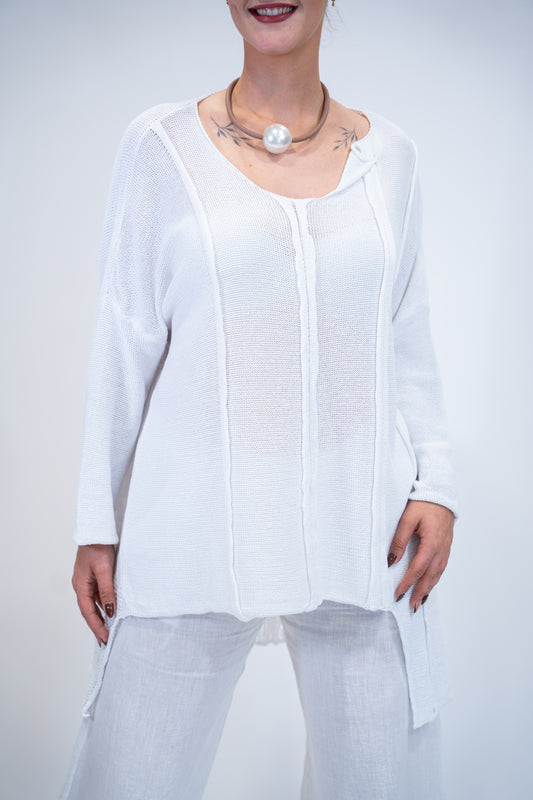 Túnica Crochet Magy blanca detalle