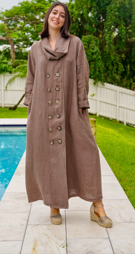 Segovia Linen Dress 12 Buttons