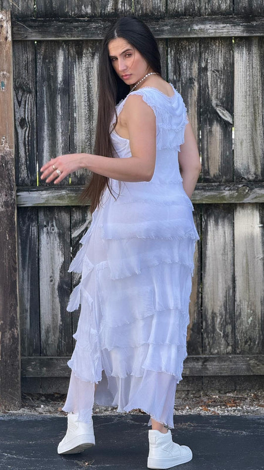 Vestido largo seda 100%