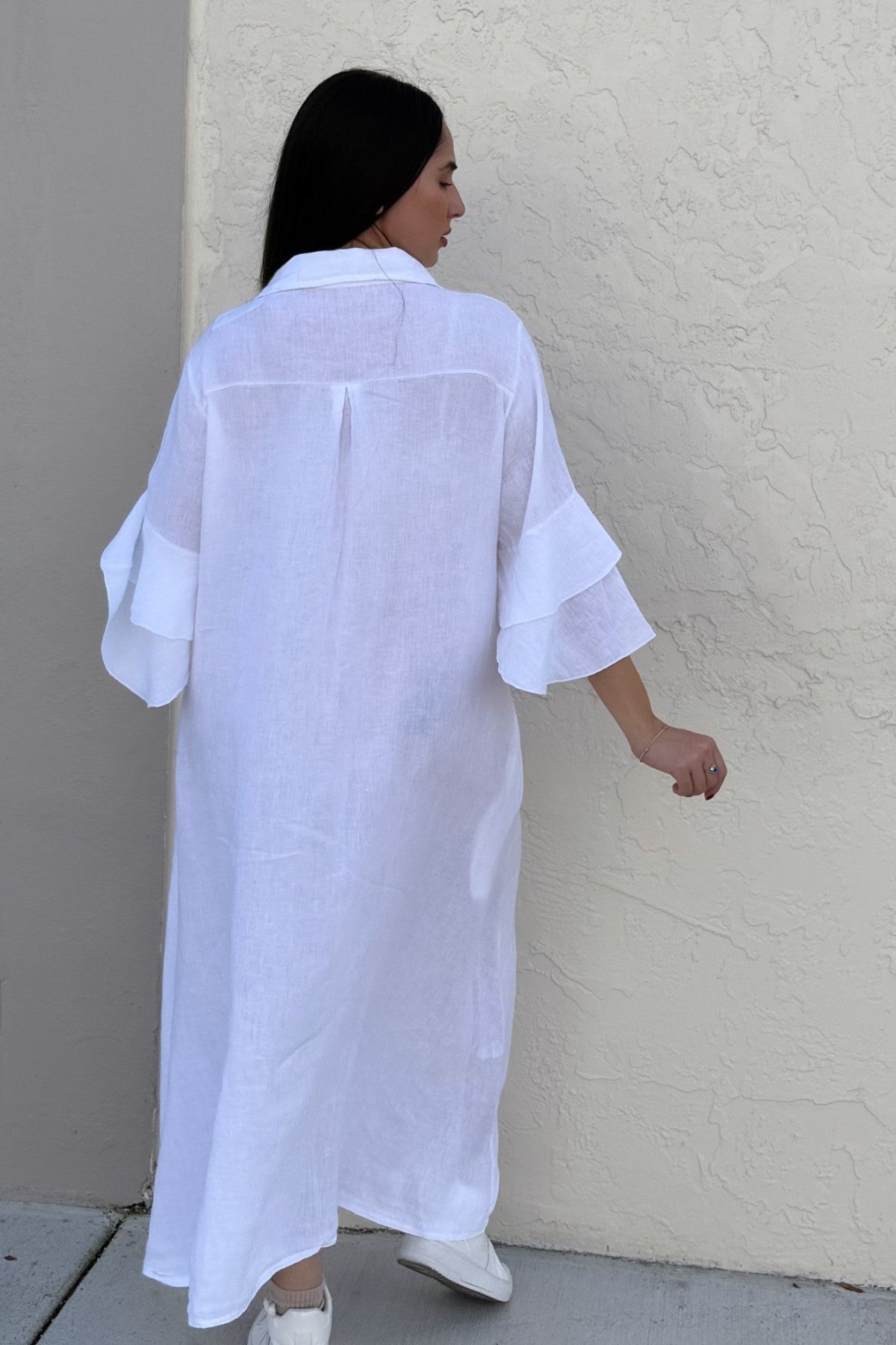 Camisero lino botones volante