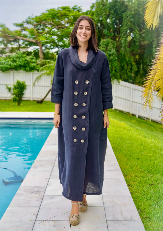 Segovia Linen Dress 12 Buttons