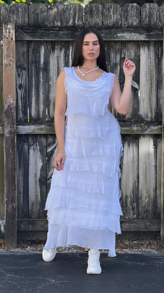 Vestido largo seda 100%