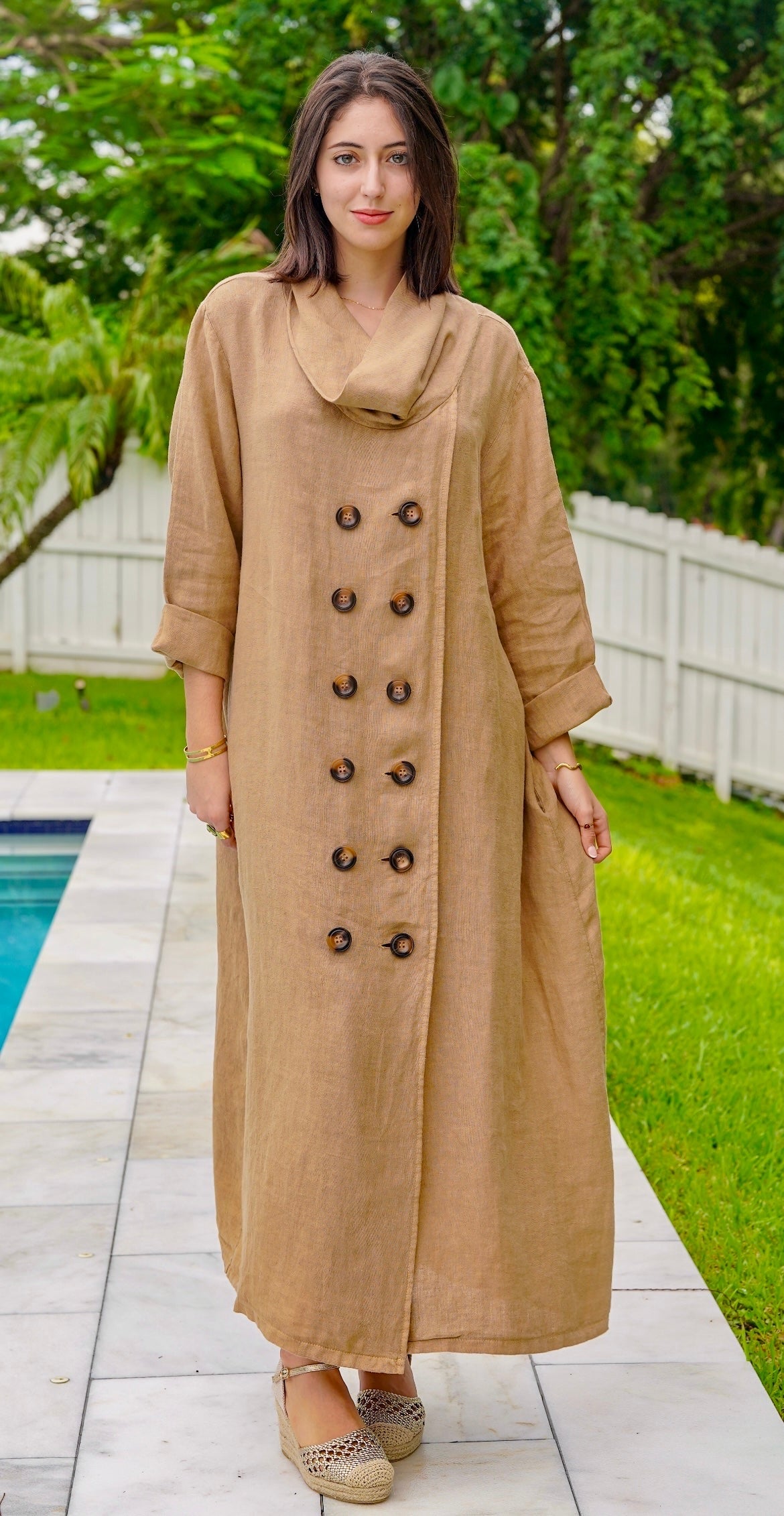 Segovia Linen Dress 12 Buttons