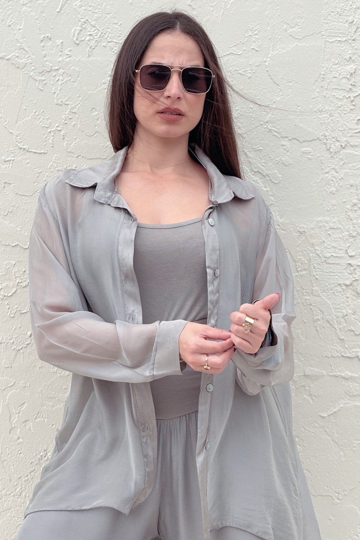 Camisa Caceres Gris front