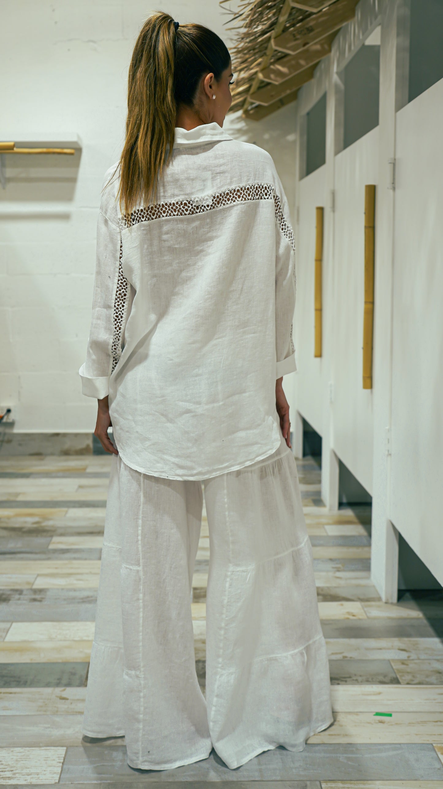 Pontevedra Blusa lino con crochet detras