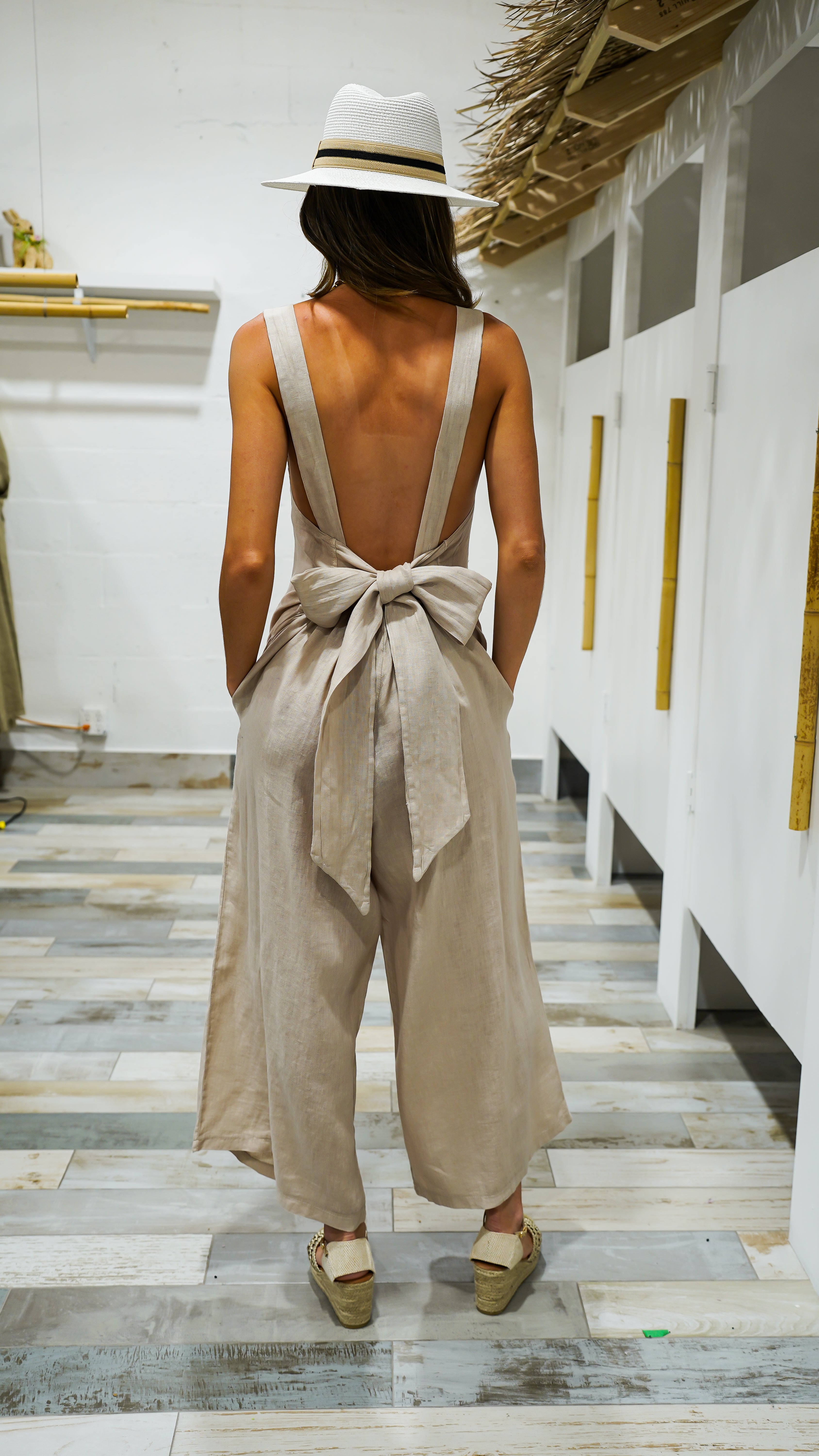 Linen jumper with Tie Back