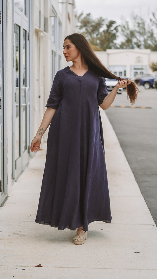 Vestido Palma de Mallorca largo lino 100%