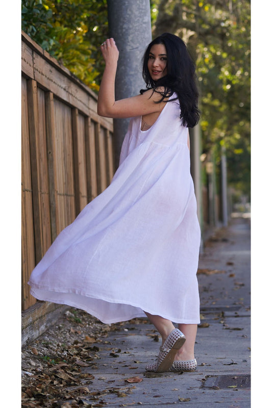 Vestido Beach Lino Blanco