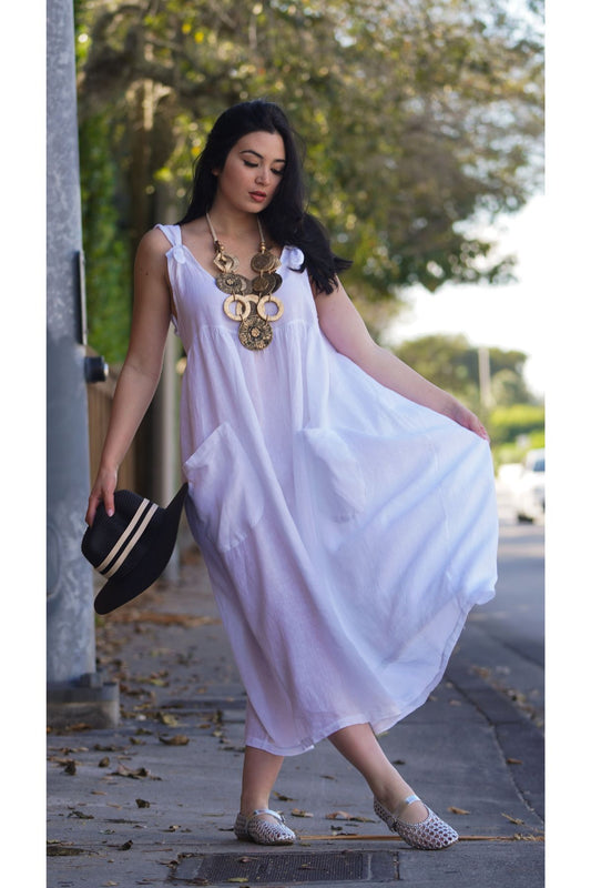 Vestido Beach Lino Blanco