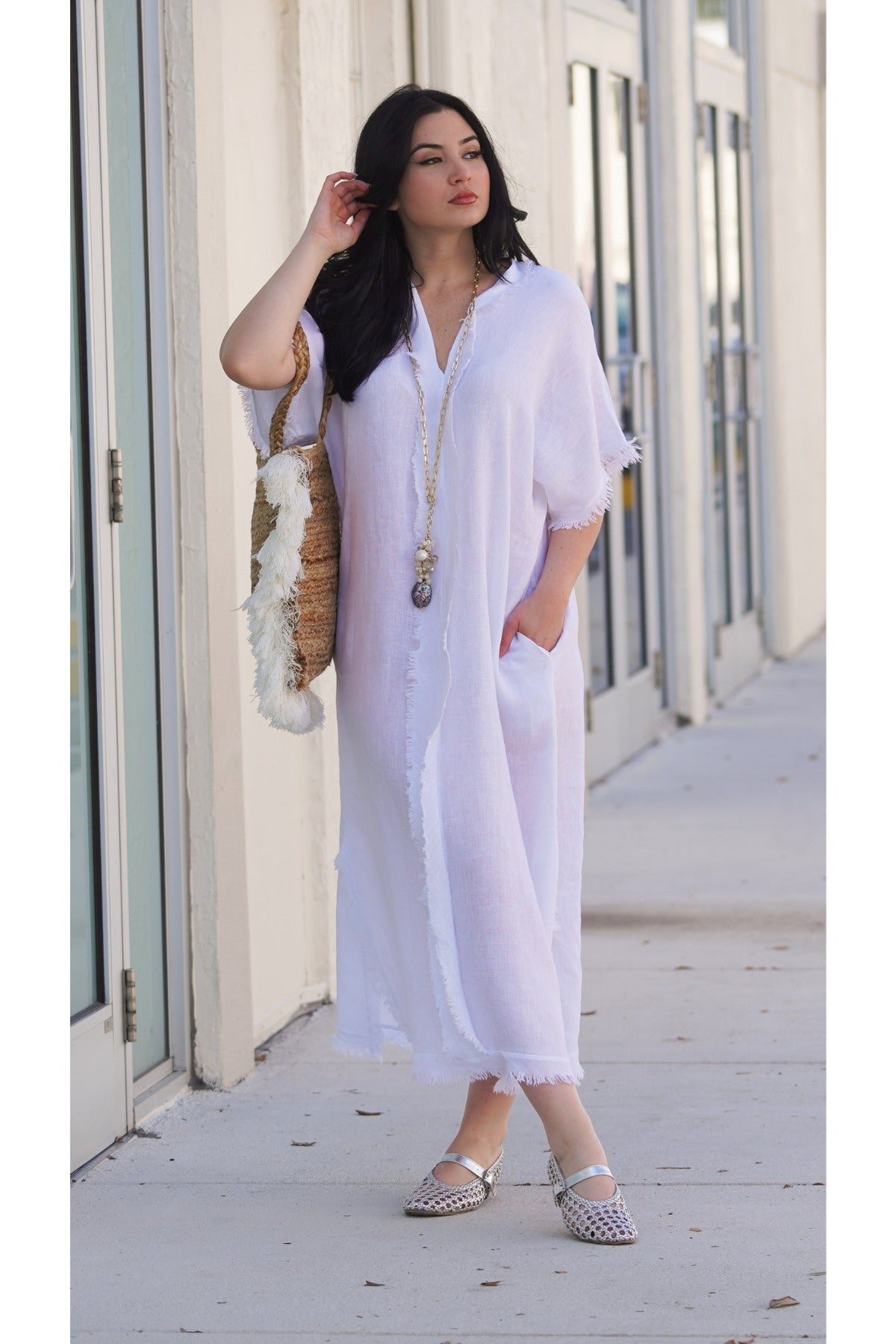 Vestido Alcides Blanco lino