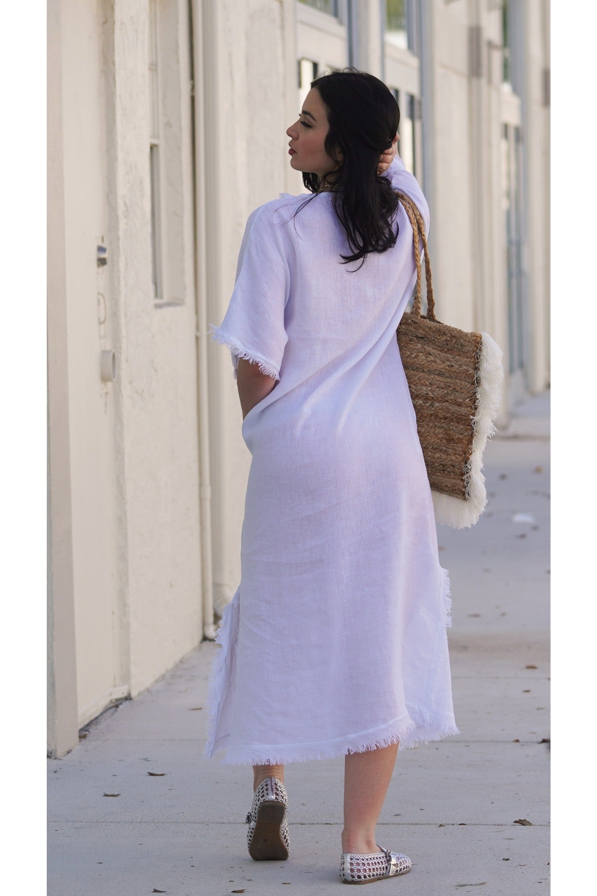 Vestido Alcides Blanco lino.