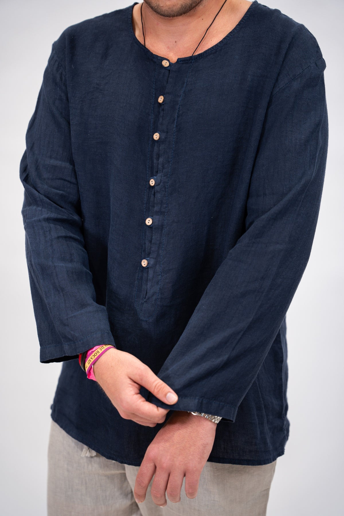 Camisa Hombre Ibiza navy detalle