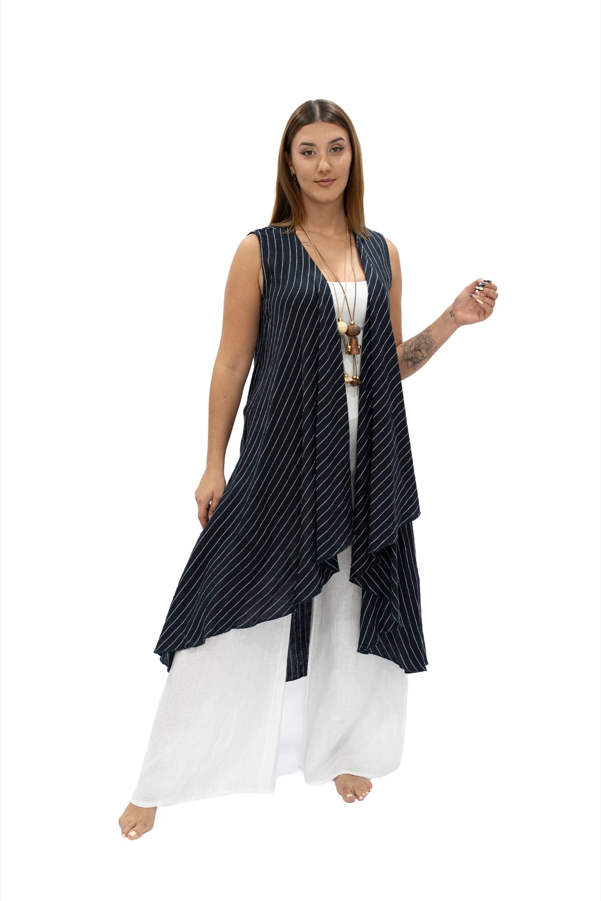 Chaleco Julia lino azul navy