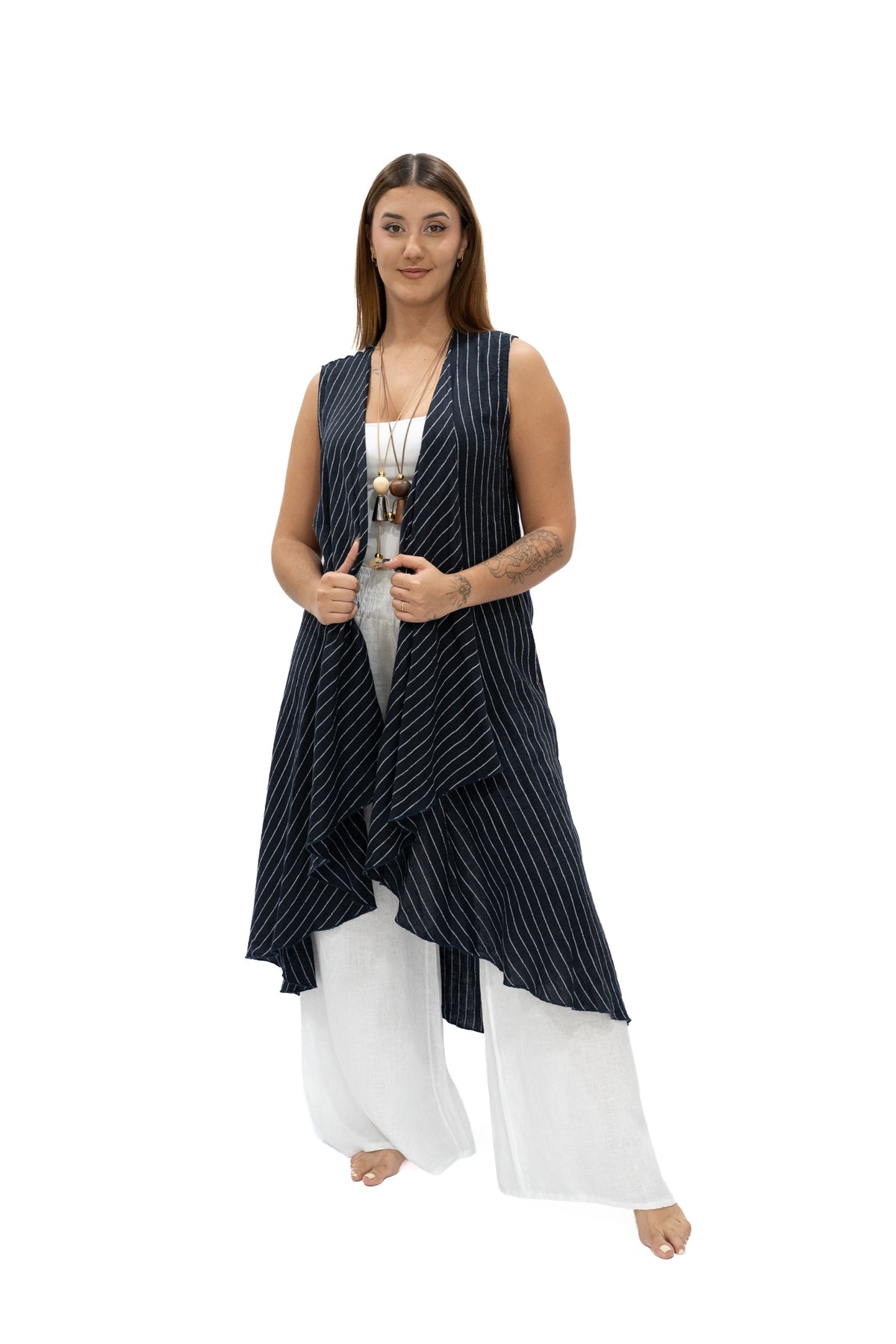 Chaleco Julia lino azul navy