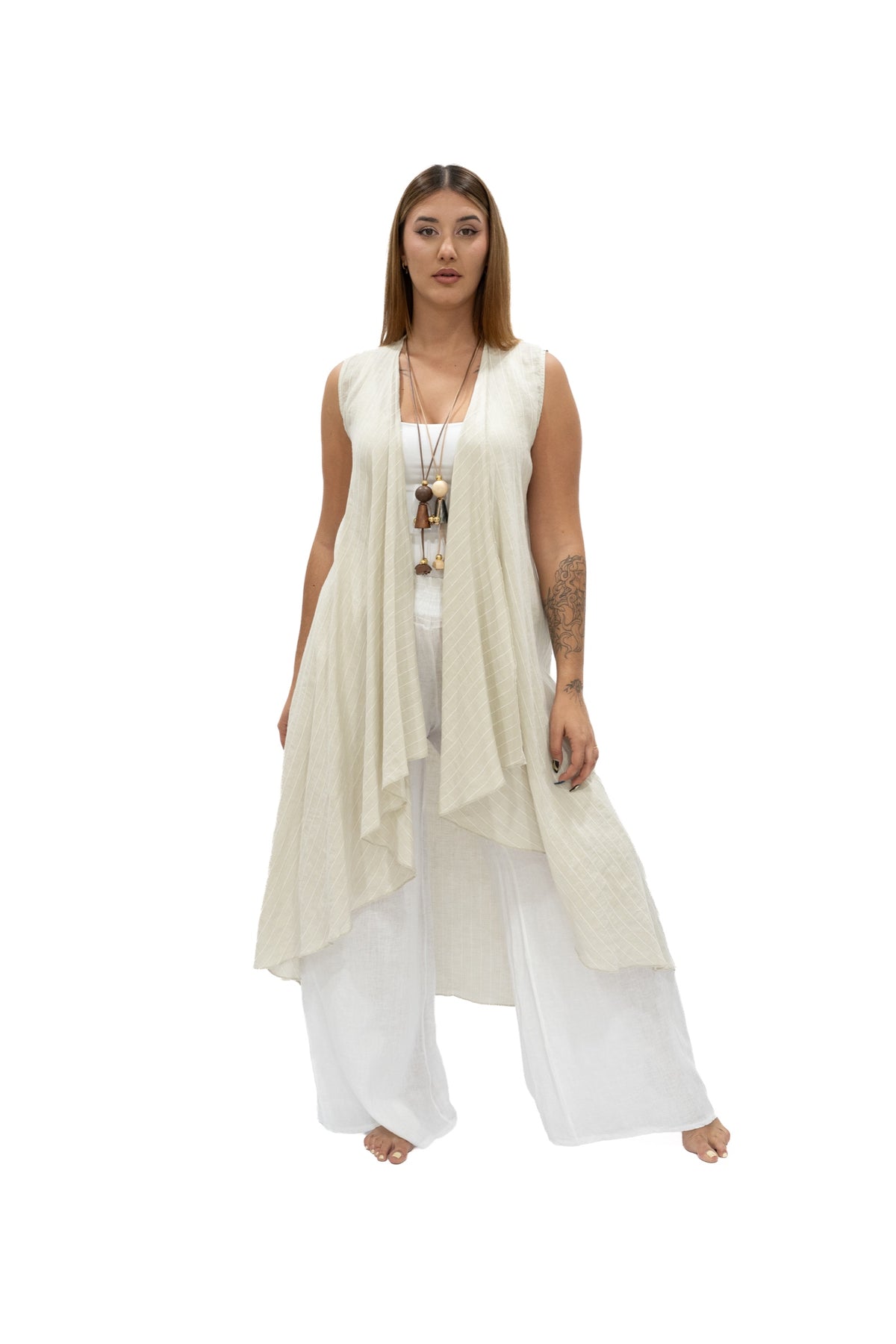 Chaleco Julia lino beige