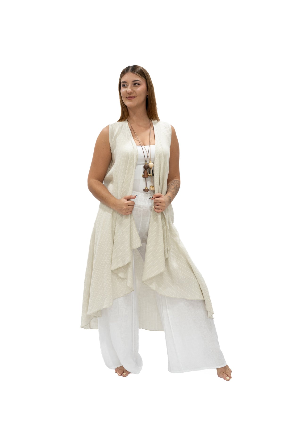 Chaleco Julia lino beige