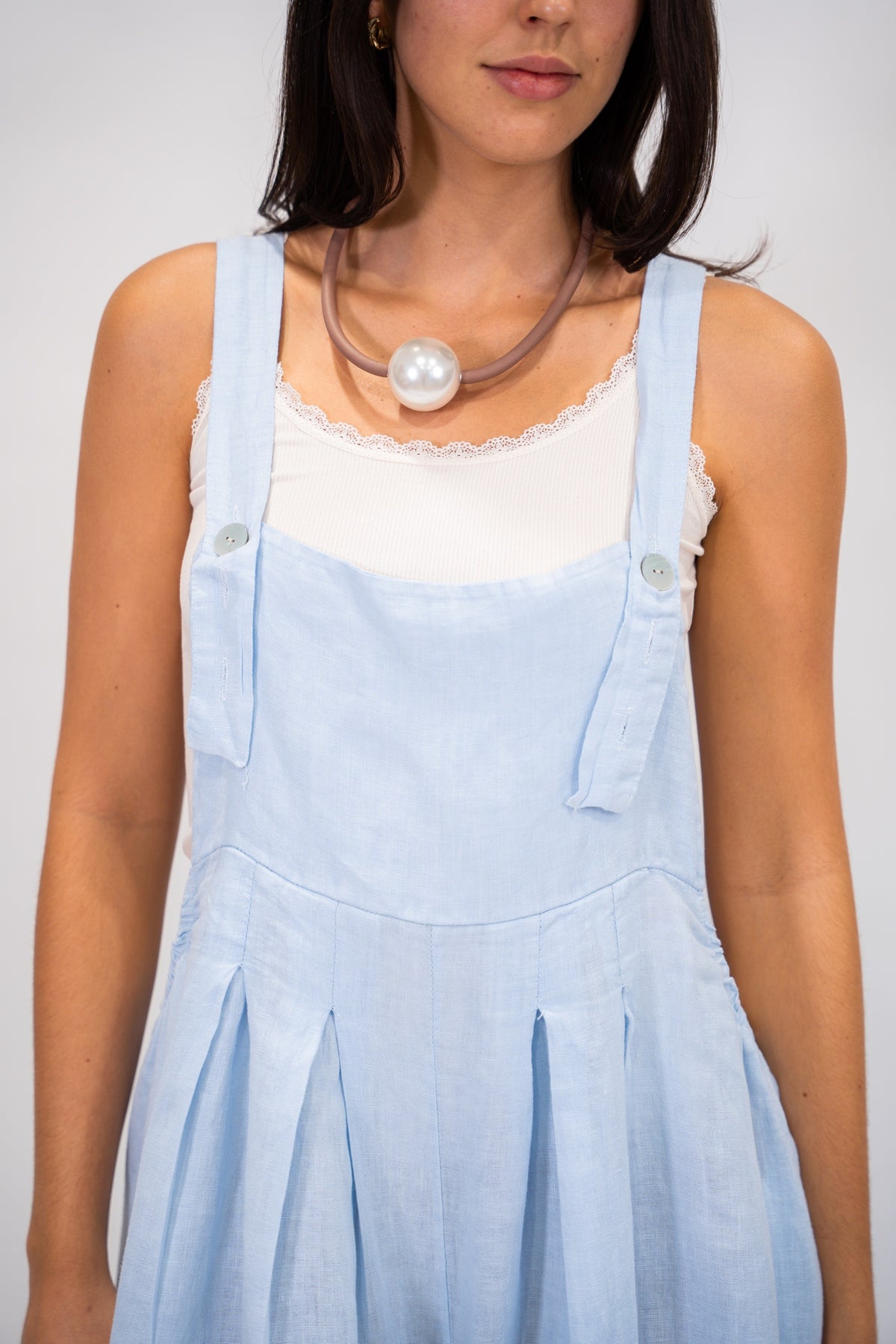 Jumper Lino Cira azul cielo detalle