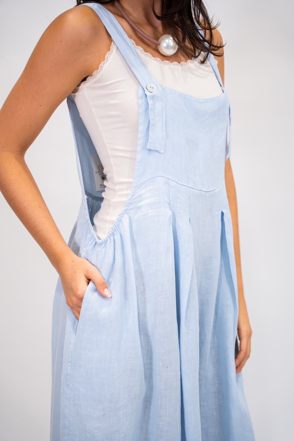 Jumper Lino Cira azul cielo lateral