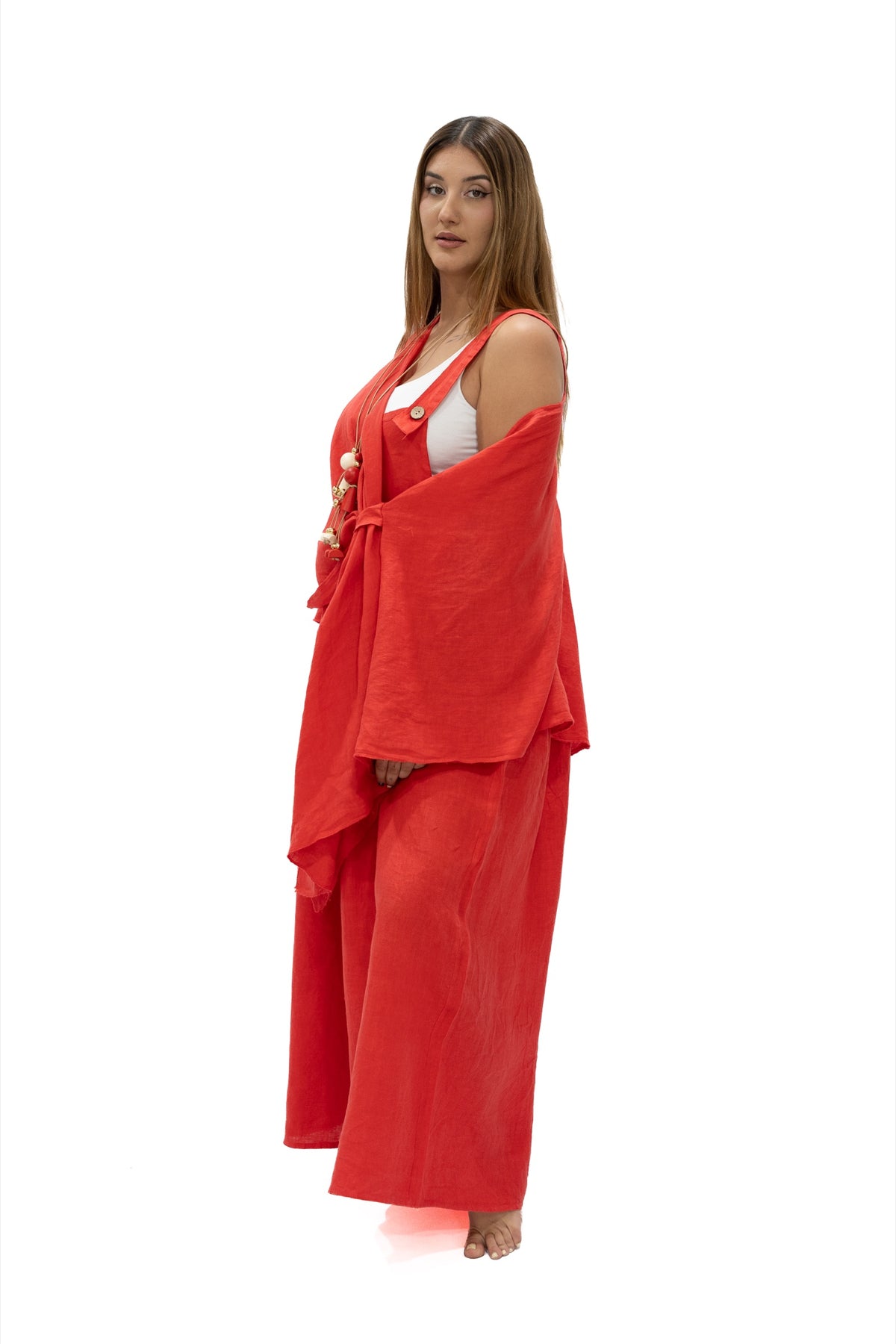 Set Túnica Chichi y Jumper Cira lino coral