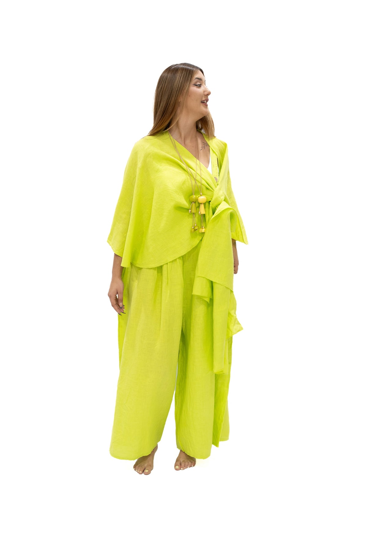 Set Túnica Chichi y Jumper Cira lino limón