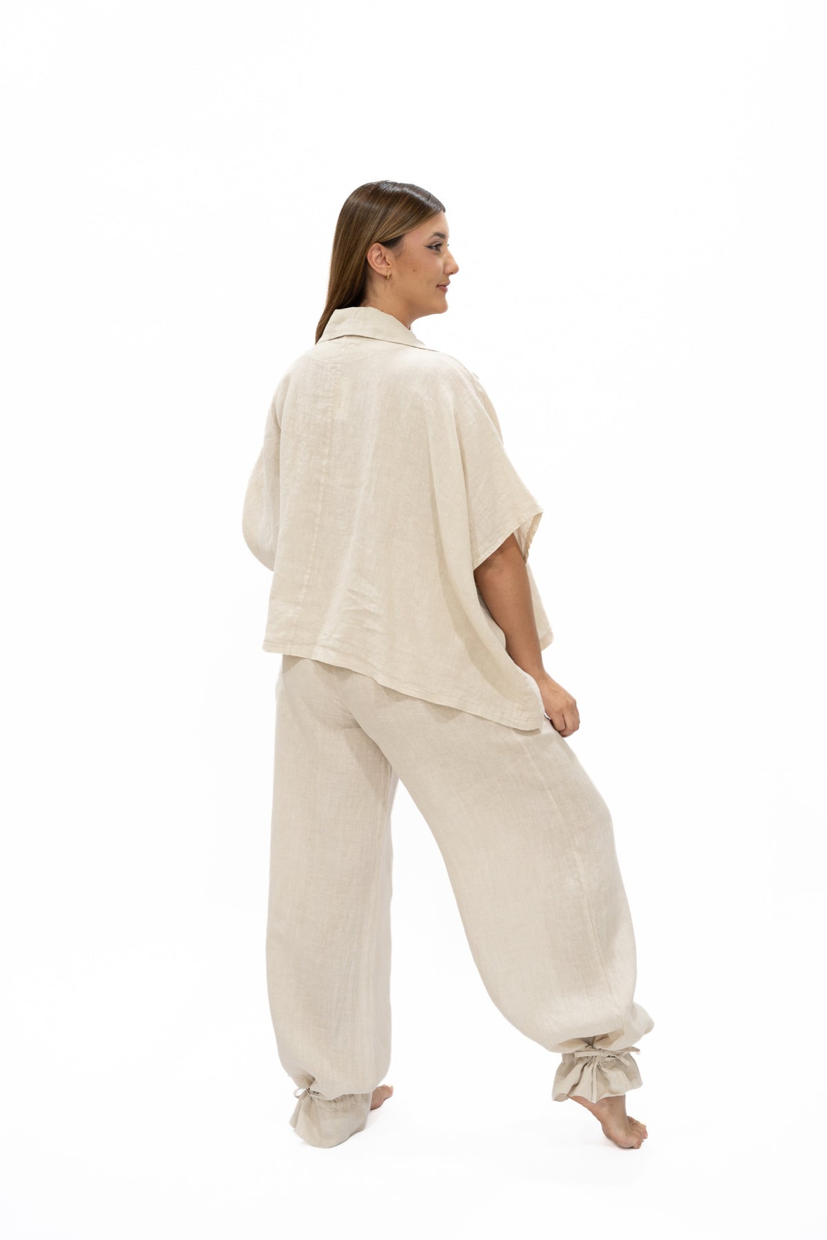 Top Kira lino beige espalda