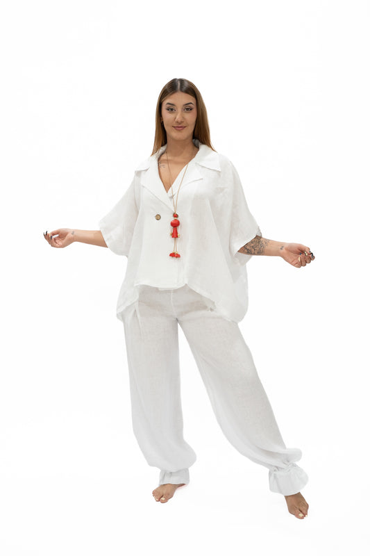 Top Kira lino blanco