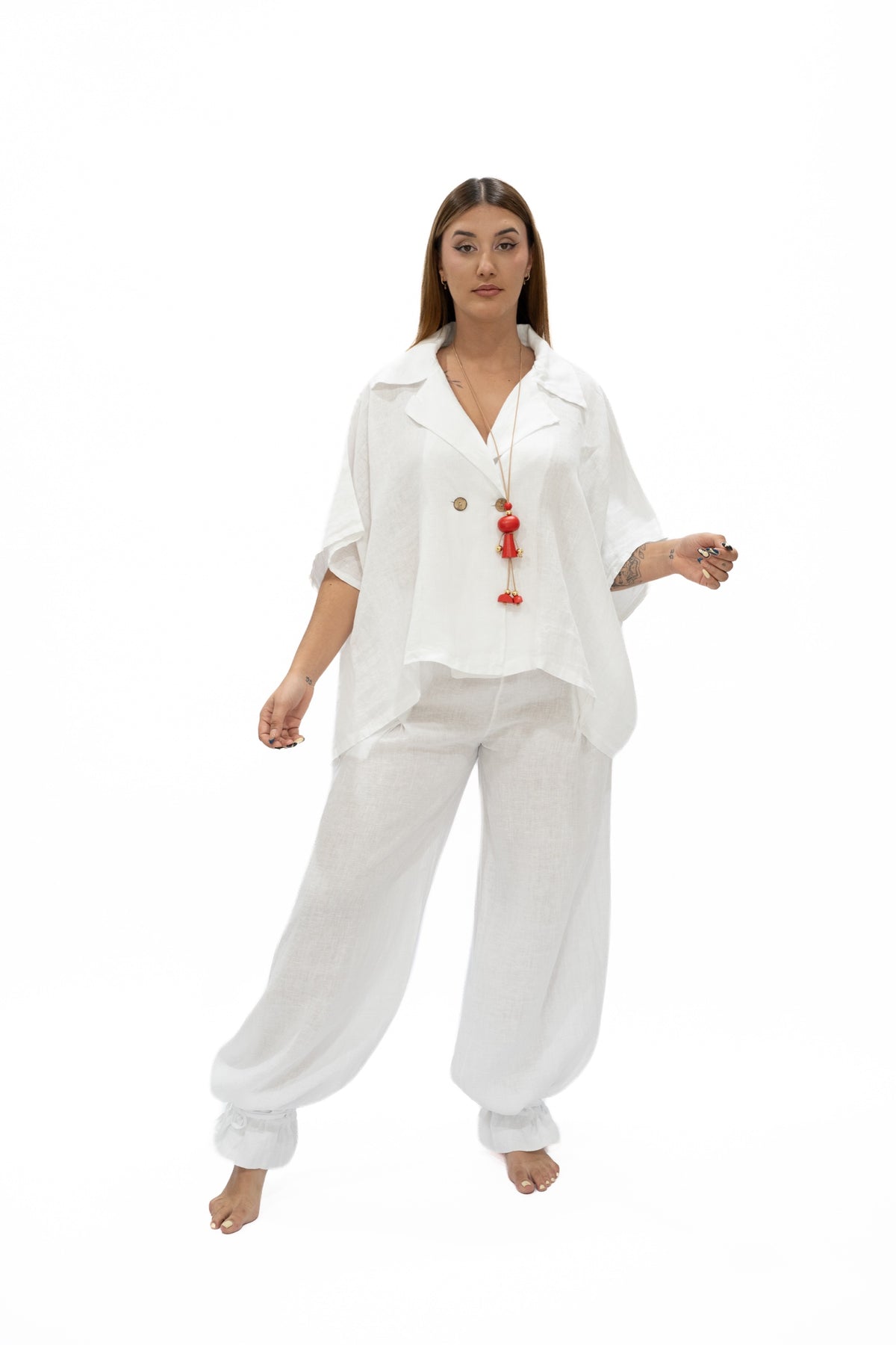 Top Kira lino blanco