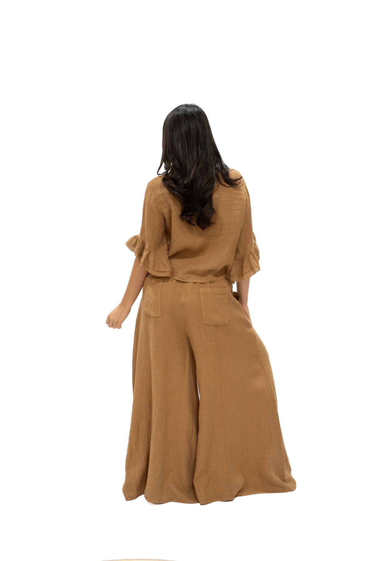Top Marquesa lino carmelita espalda