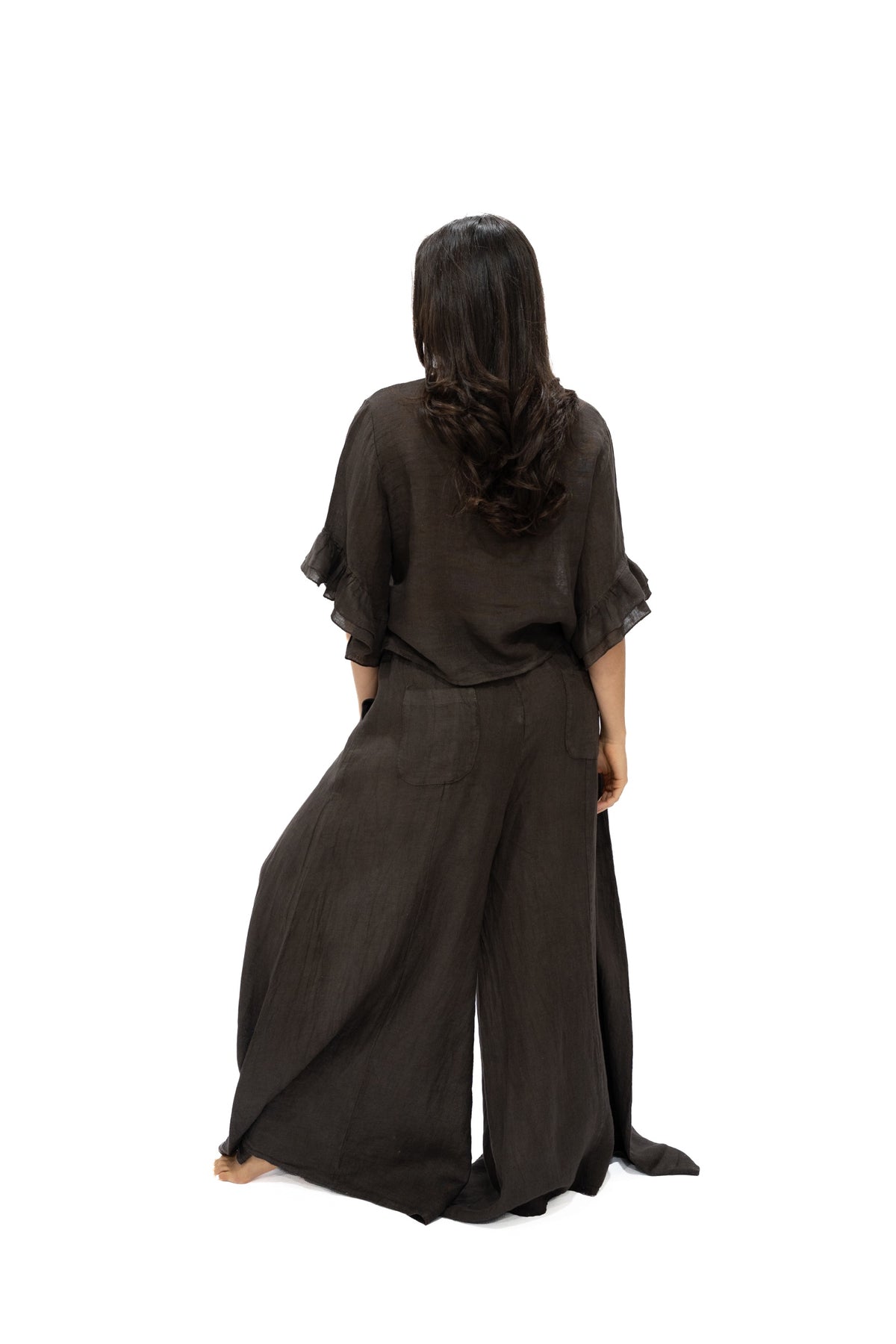 Top Marquesa lino chocolate espalda