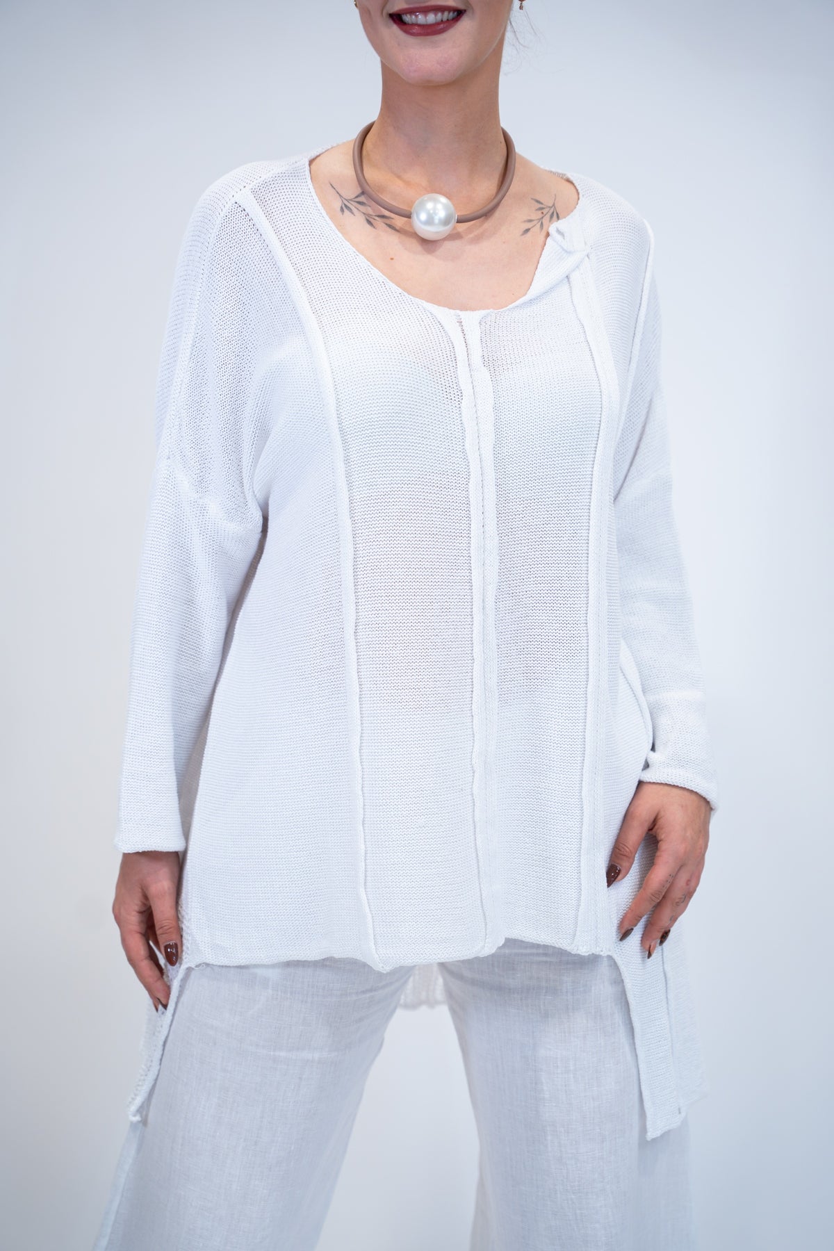 Túnica Crochet Magy blanca detalle
