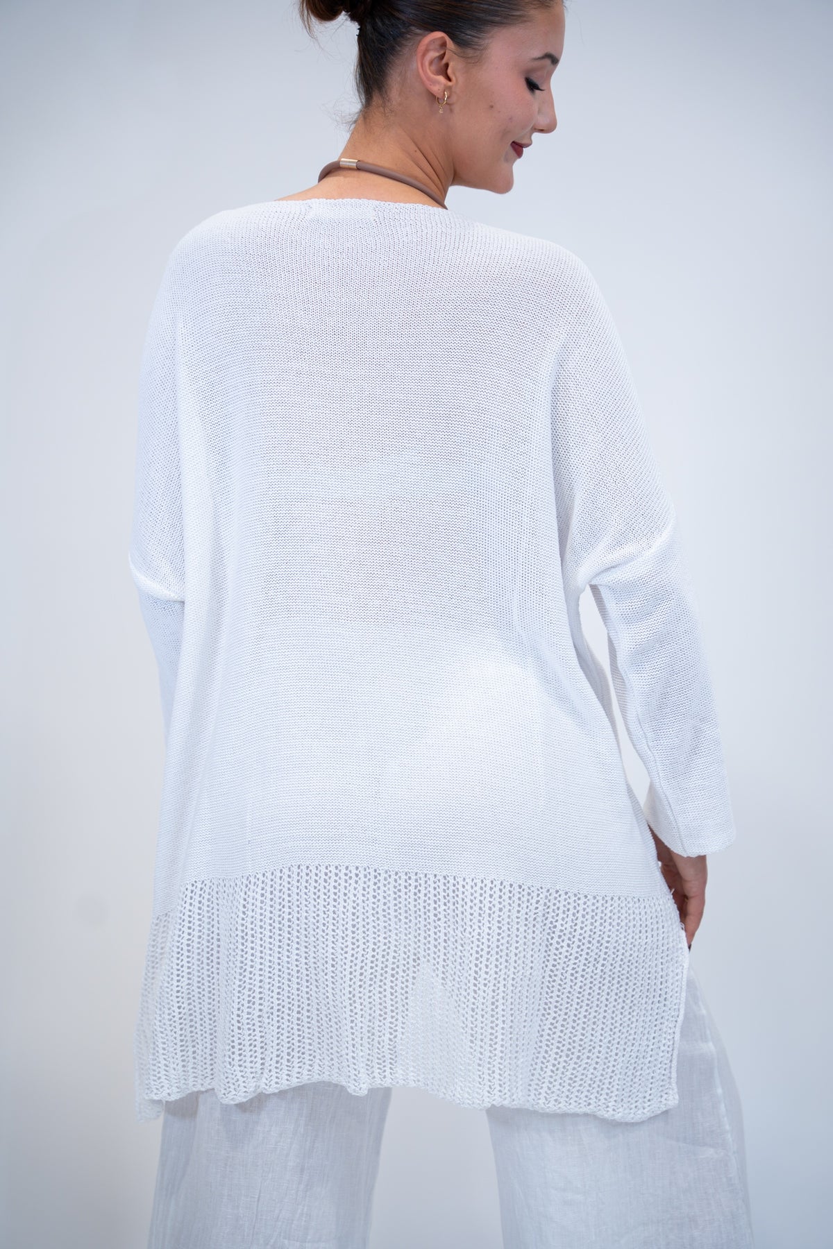 Túnica Crochet Magy blanca espalda detalle