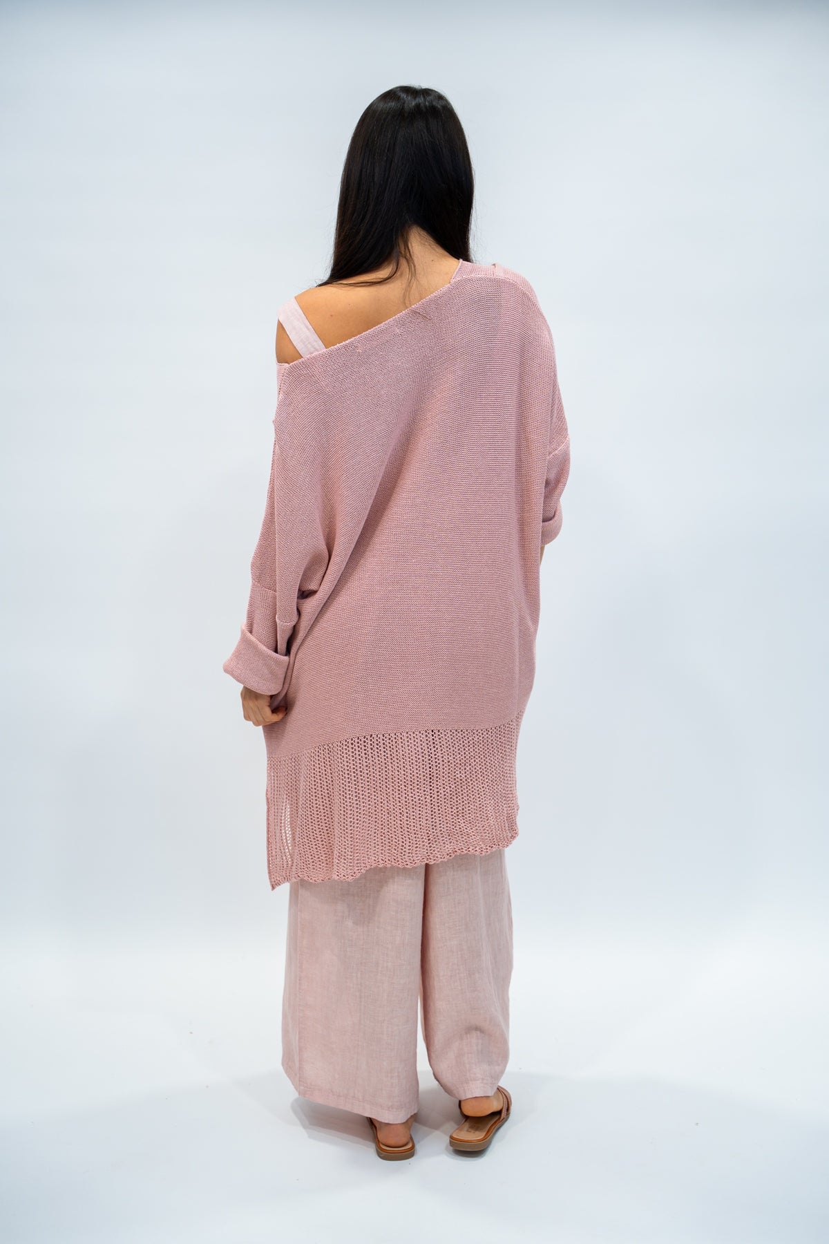 Túnica Crochet Magy rosa bebé espalda