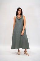 Vestido Dubai lino verde olivo