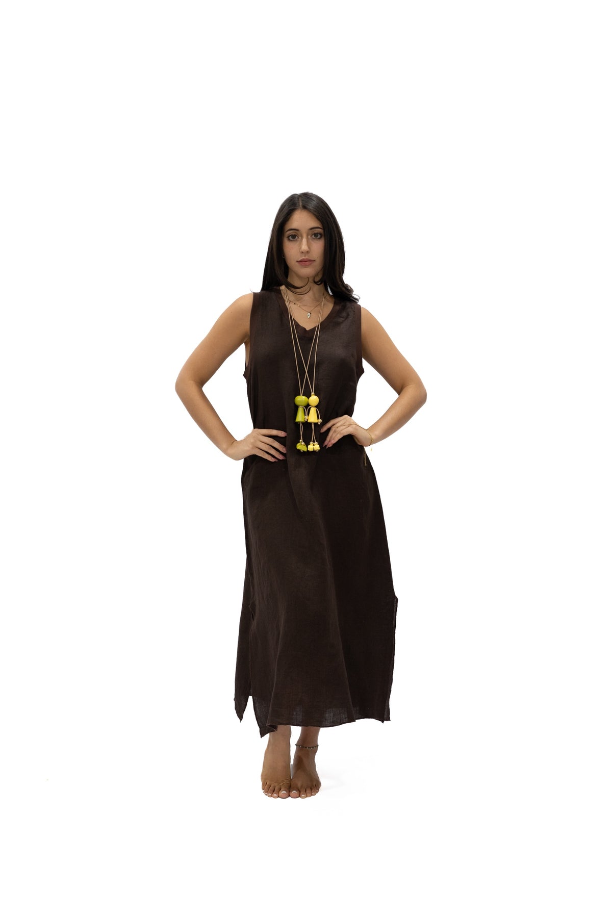 Vestido Madelyn lino chocolate
