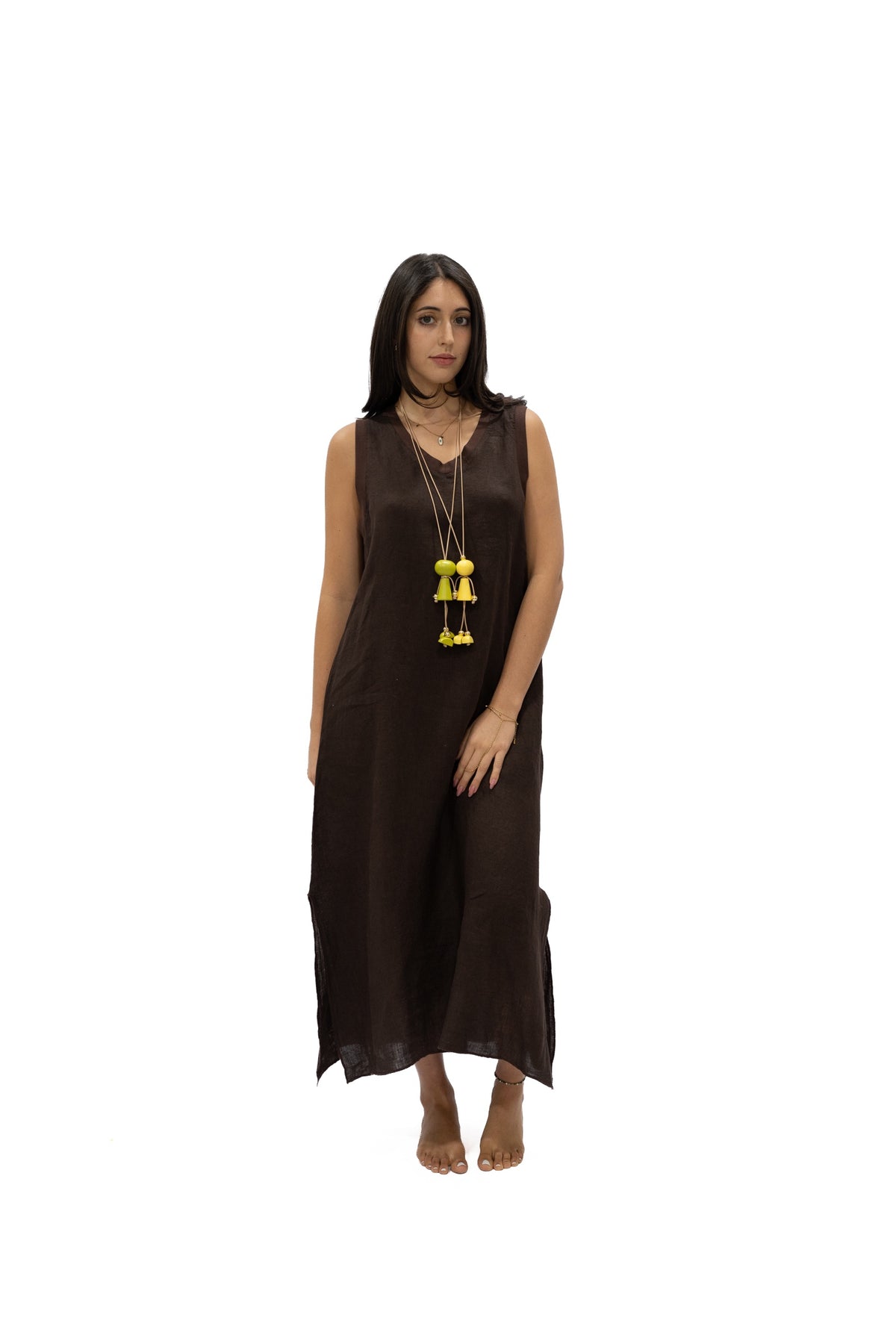 Vestido Madelyn lino chocolate