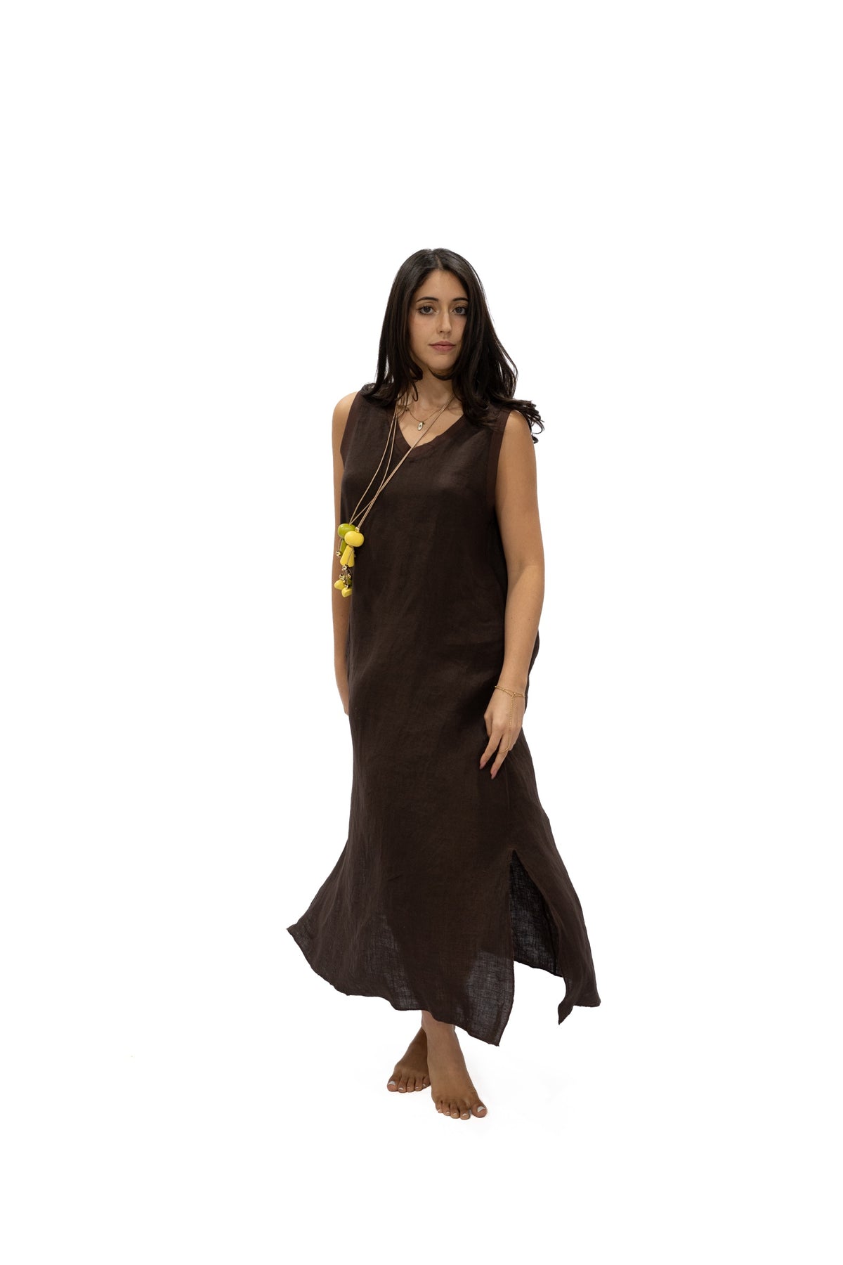 Vestido Madelyn lino chocolate