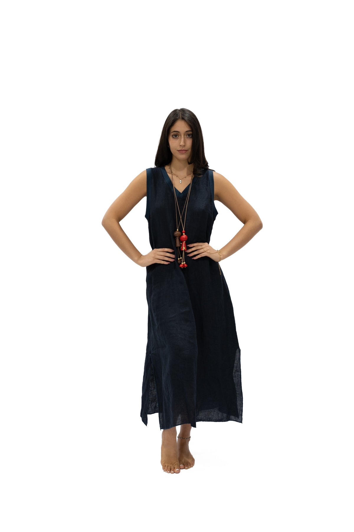 Vestido Madelyn lino navy