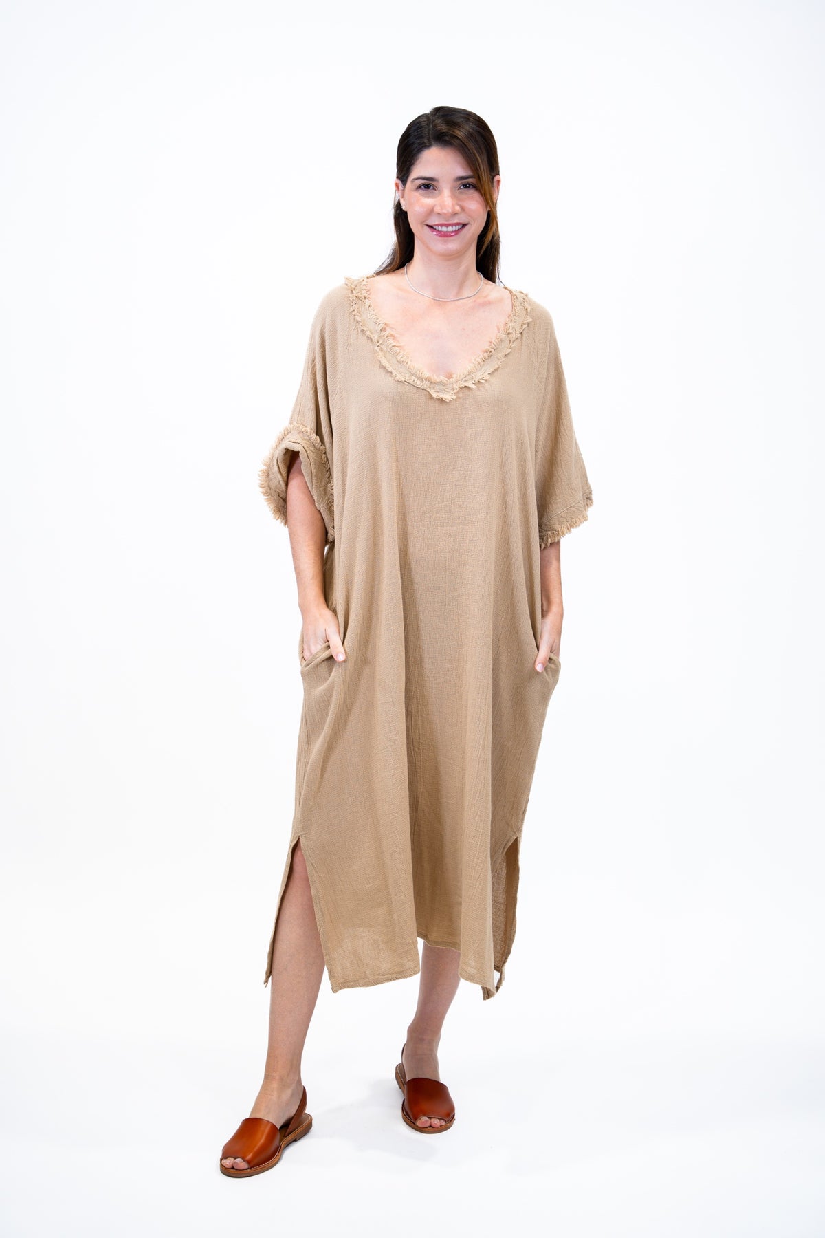 Vestido Talaia lino carmelita